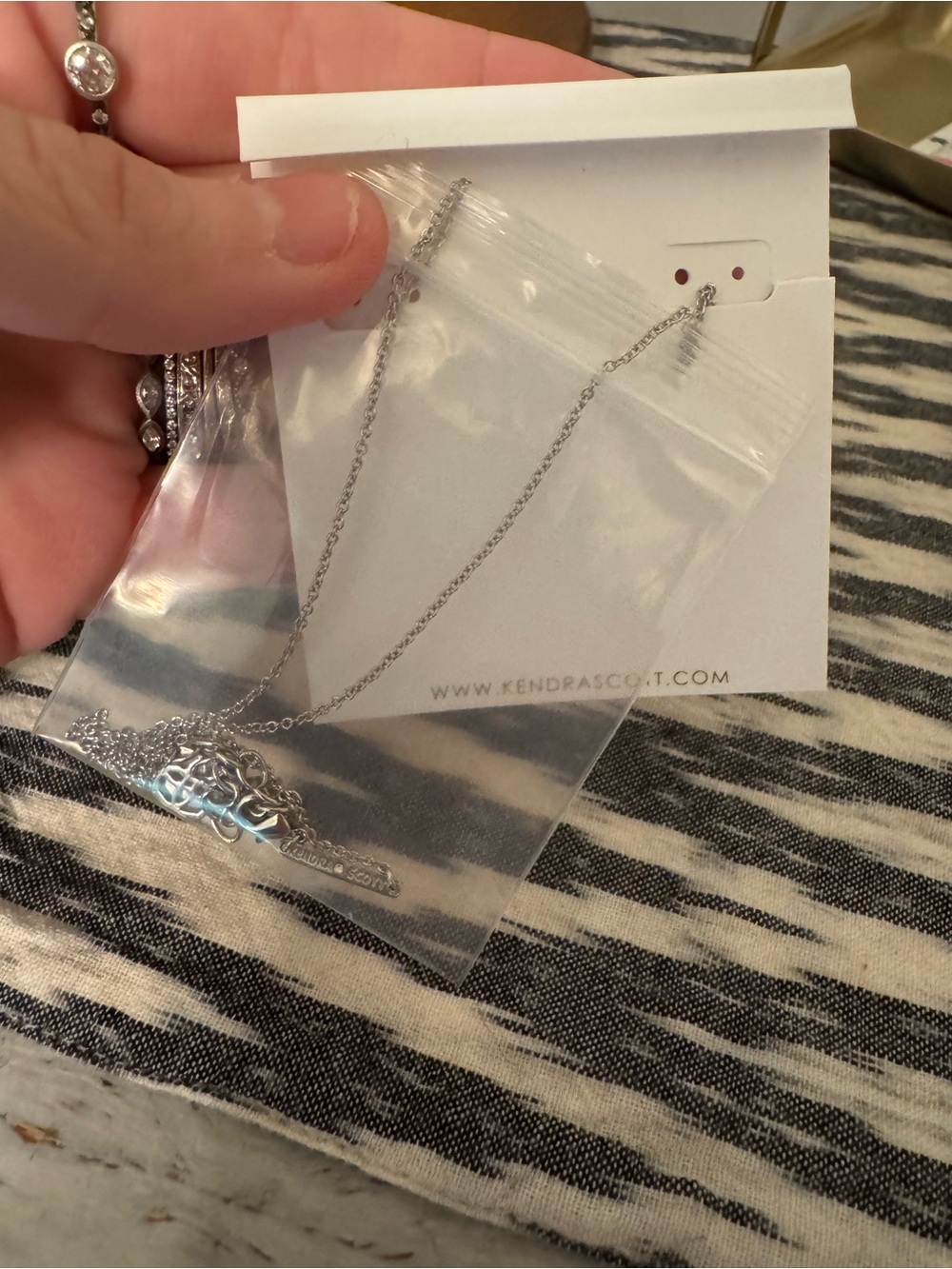 Kendra Scott Silver Necklace with Black Faceted Stone - Picture 2 of 4